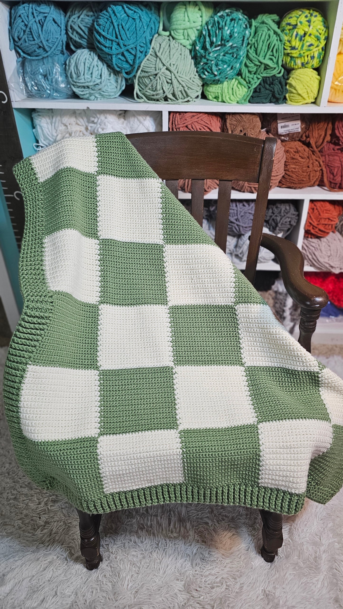 Green & Cream Baby Blanket