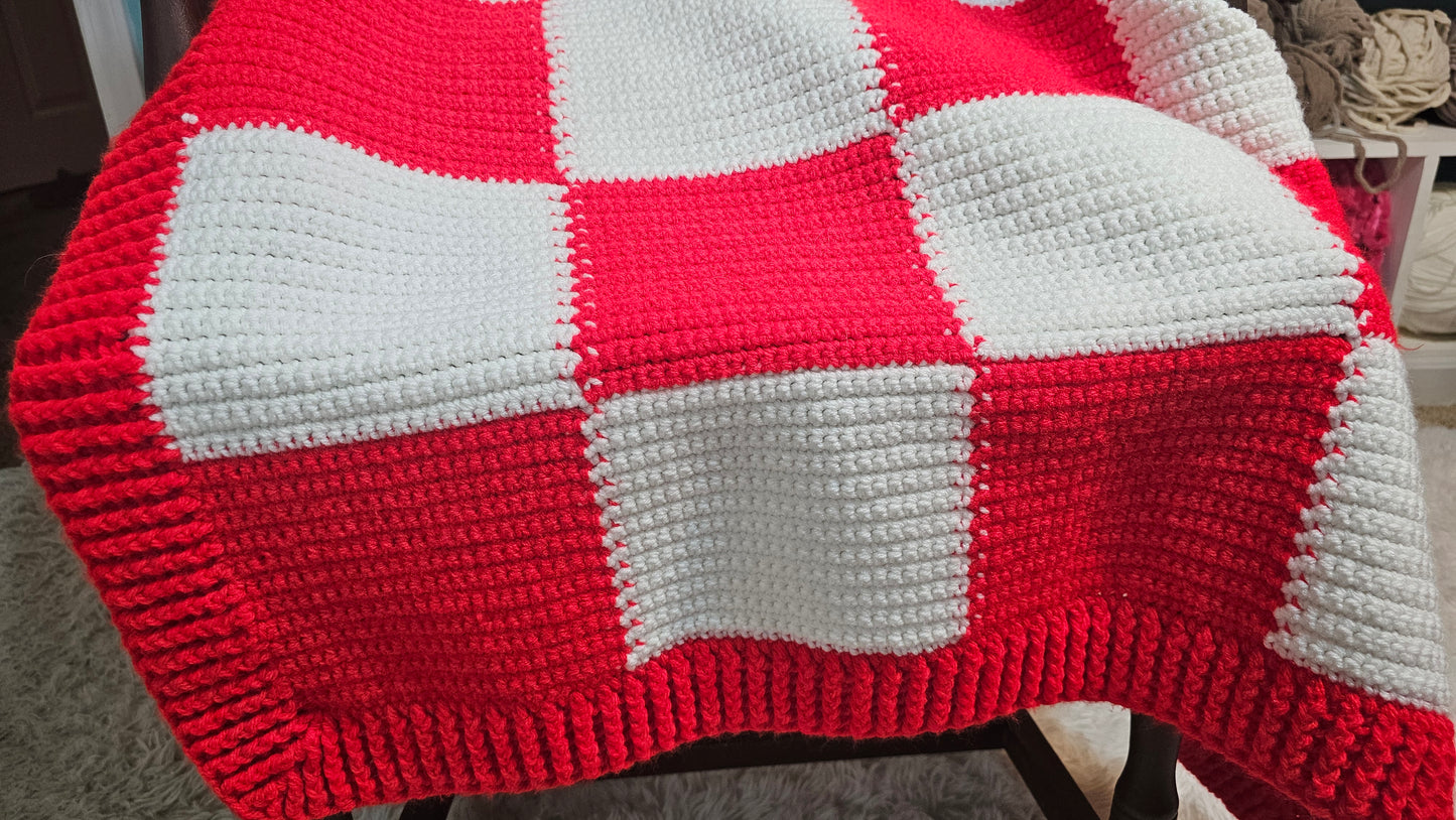 Red & White Checkered Baby Blanket