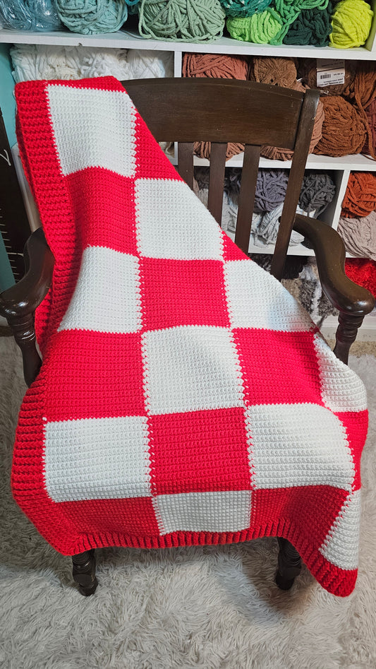 Red & White Checkered Baby Blanket